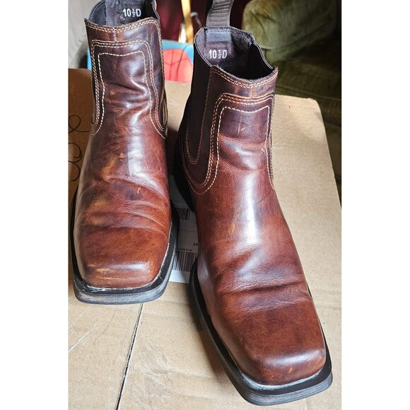 Ariat Men\'s 10.5 D ATS Pro Brown Leather Square Toe Chelsea Boots Style 10019848 main image 9
